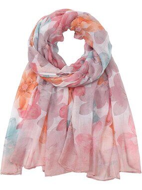 Women's Pinkish Cover Hijab Cotton Voile Wrap for Spring Fall Scarf Shawl